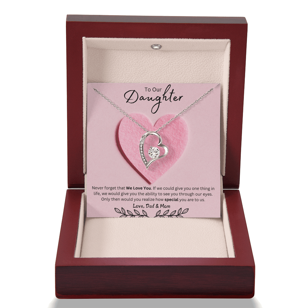 Daughter Forever Love Necklace - You Are Special To Us, From Dad & Mom - Glittering Heights