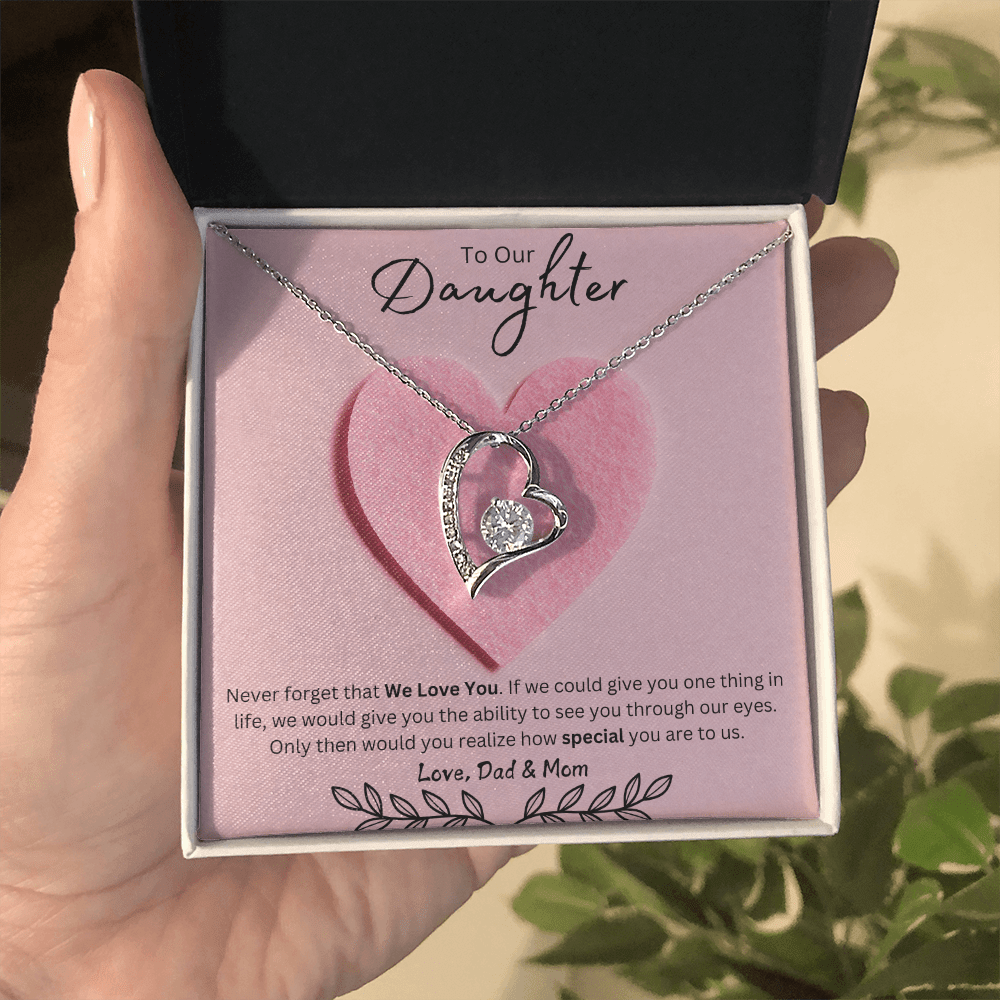 Daughter Forever Love Necklace - You Are Special To Us, From Dad & Mom - Glittering Heights