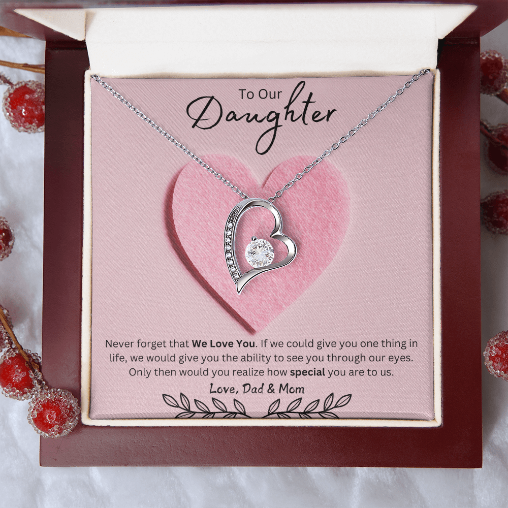 Daughter Forever Love Necklace - You Are Special To Us, From Dad & Mom - Glittering Heights
