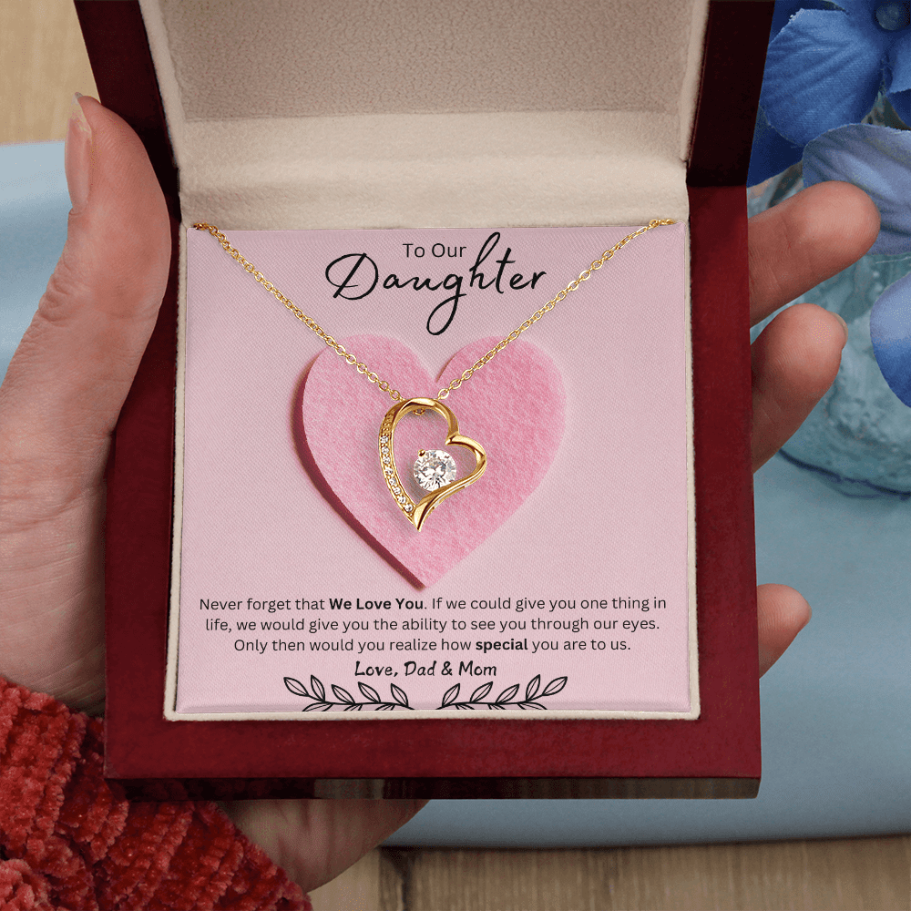 Daughter Forever Love Necklace - You Are Special To Us, From Dad & Mom - Glittering Heights