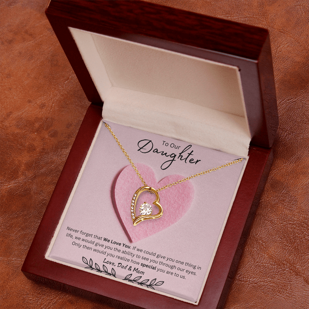 Daughter Forever Love Necklace - You Are Special To Us, From Dad & Mom - Glittering Heights