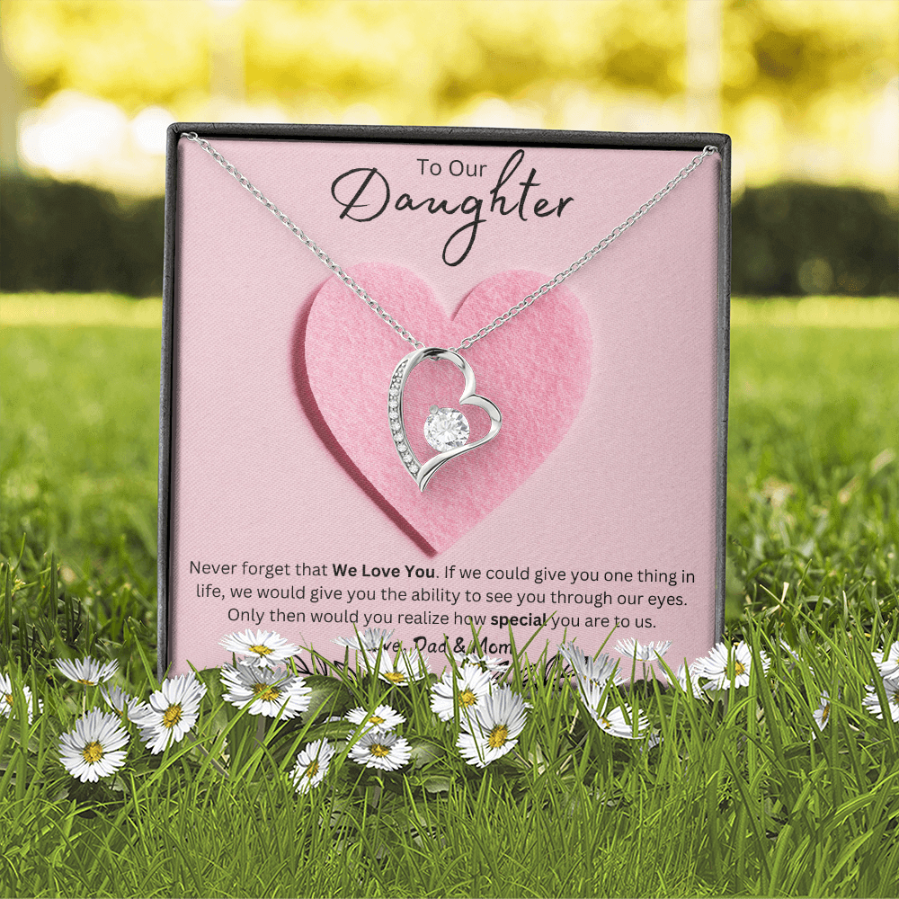 Daughter Forever Love Necklace - You Are Special To Us, From Dad & Mom - Glittering Heights