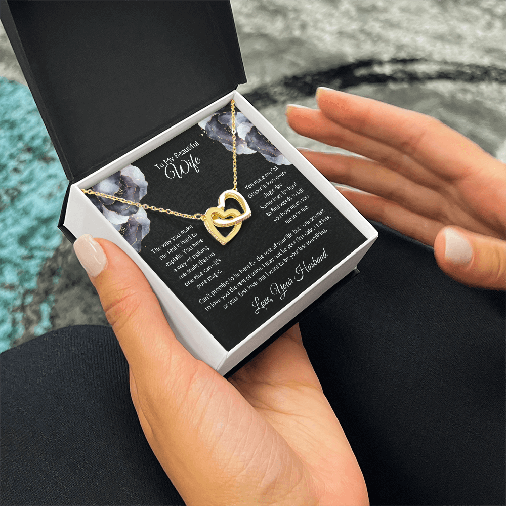 To My Beautiful Wife - You Mean So Much To Me - Interlocking Hearts Necklace - Glittering Heights