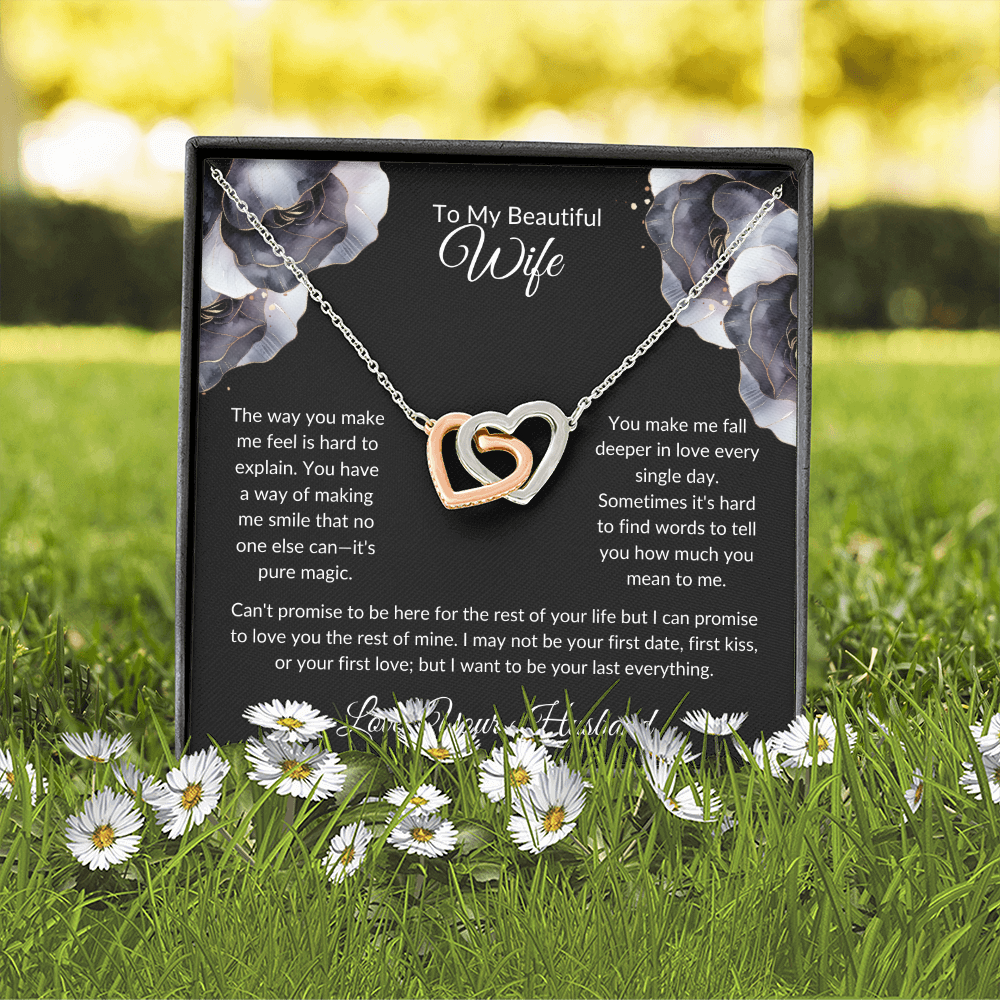 To My Beautiful Wife - You Mean So Much To Me - Interlocking Hearts Necklace - Glittering Heights