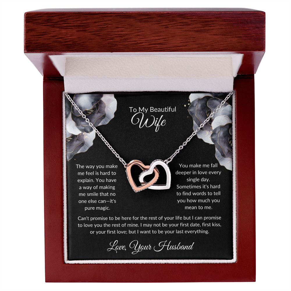To My Beautiful Wife - You Mean So Much To Me - Interlocking Hearts Necklace - Glittering Heights