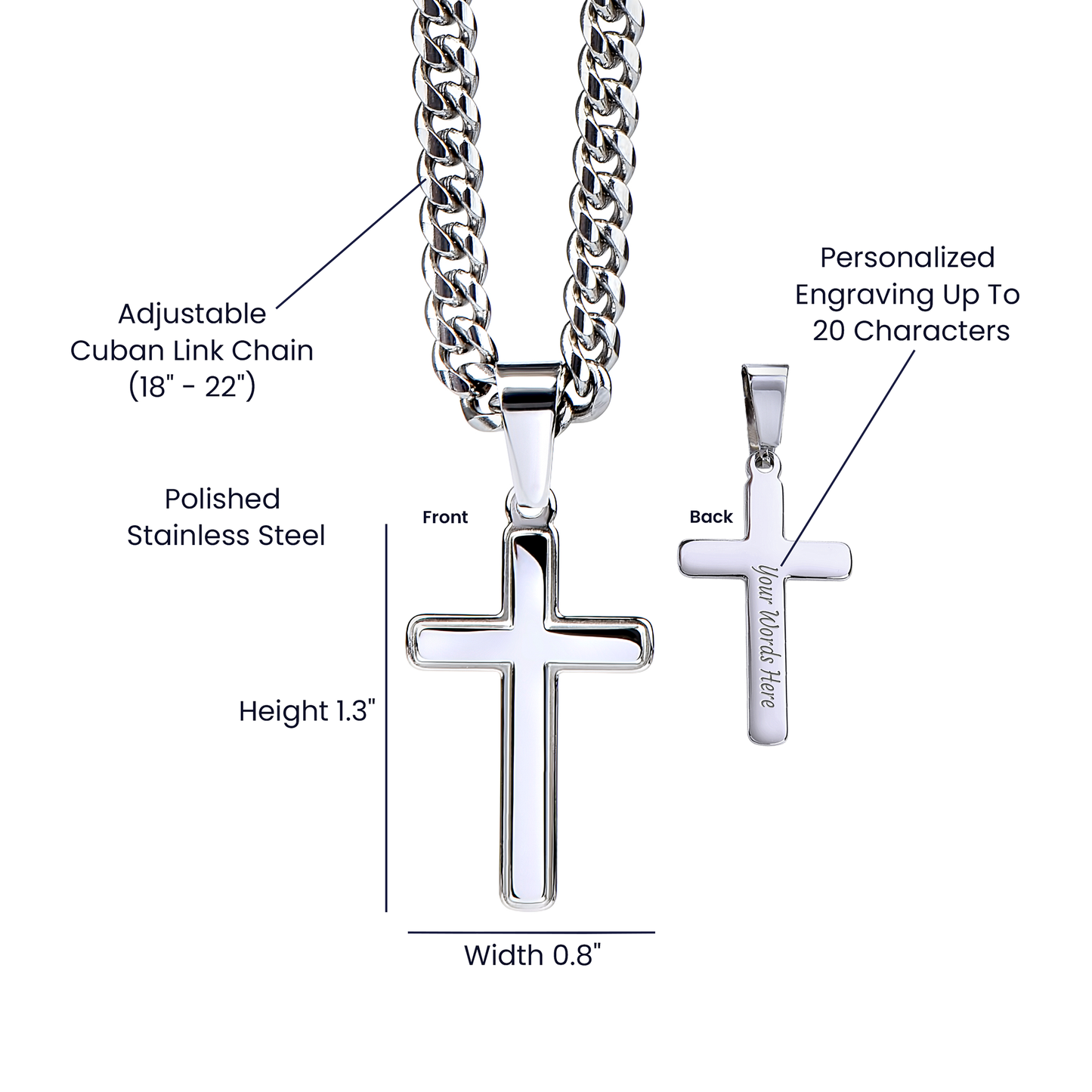 I Am With  You Always - Cuban Link Chain with Artisan Cross