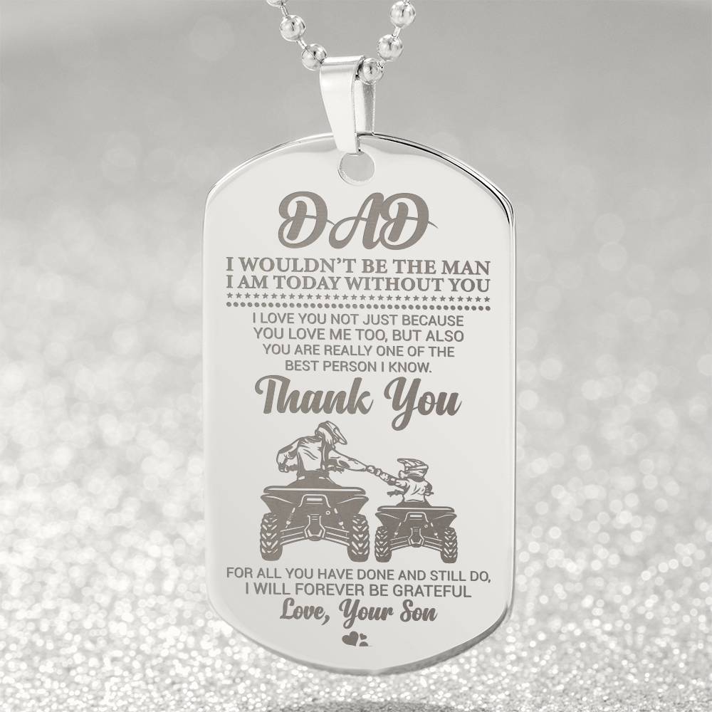 Dad - Thank You - Dog Tag Necklace - Glittering Heights