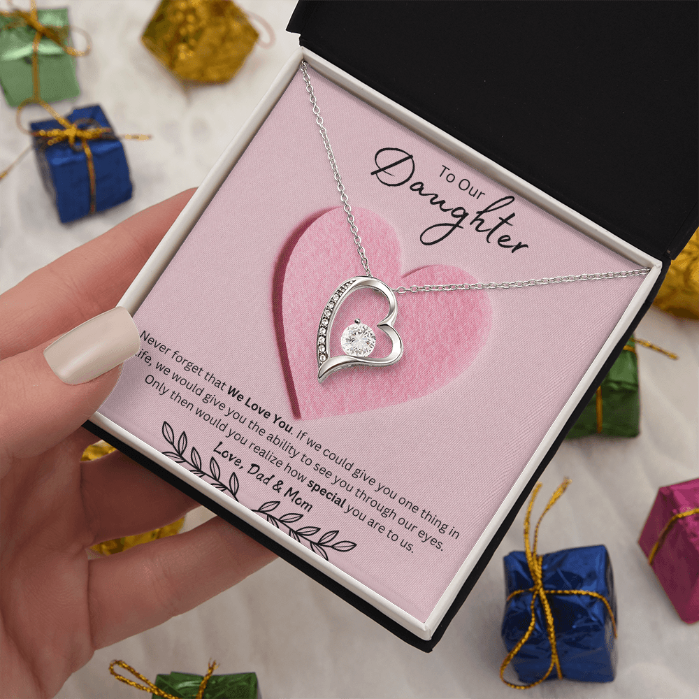 Daughter Forever Love Necklace - You Are Special To Us, From Dad & Mom - Glittering Heights