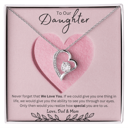 Daughter Forever Love Necklace - You Are Special To Us, From Dad & Mom - Glittering Heights