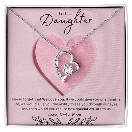 Daughter Forever Love Necklace - You Are Special To Us, From Dad & Mom - Glittering Heights