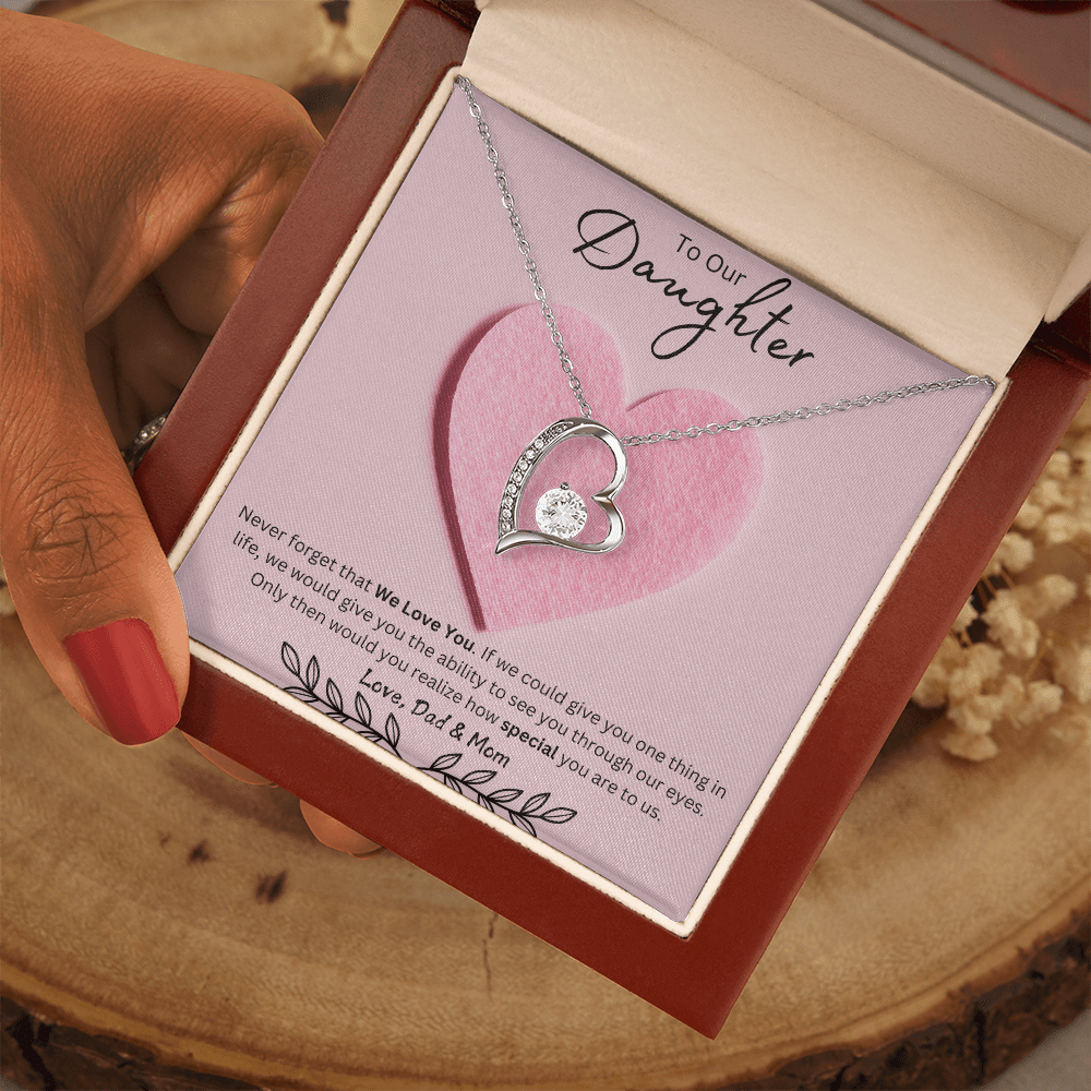 Daughter Forever Love Necklace - You Are Special To Us, From Dad & Mom - Glittering Heights