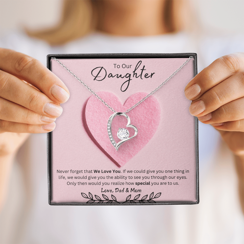 Daughter Forever Love Necklace - You Are Special To Us, From Dad & Mom - Glittering Heights