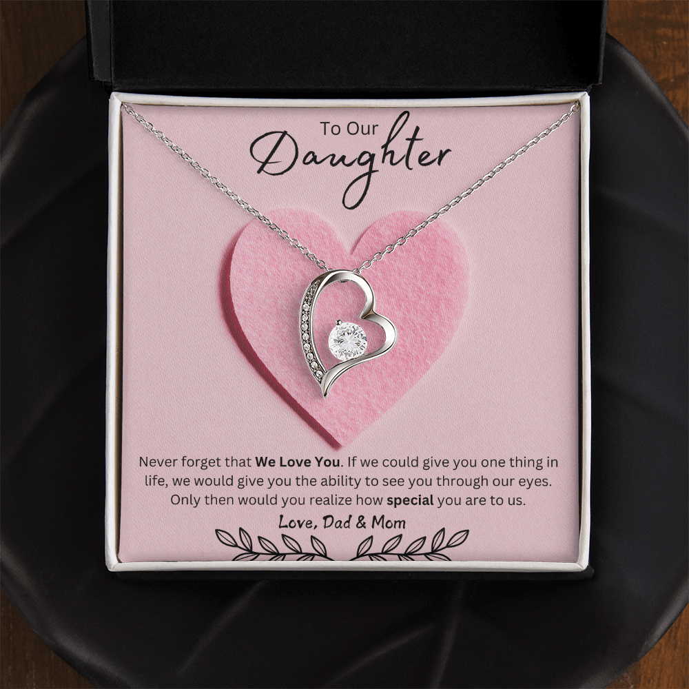 Daughter Forever Love Necklace - You Are Special To Us, From Dad & Mom - Glittering Heights