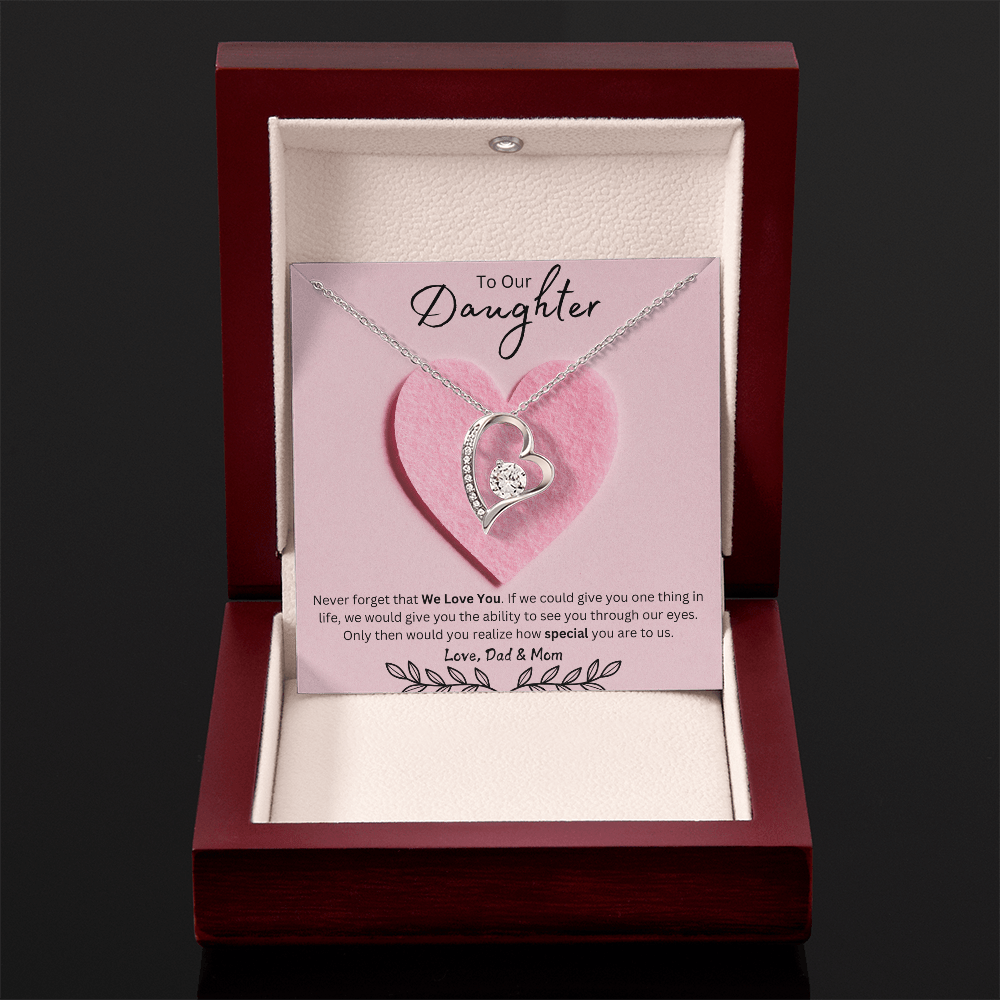 Daughter Forever Love Necklace - You Are Special To Us, From Dad & Mom - Glittering Heights
