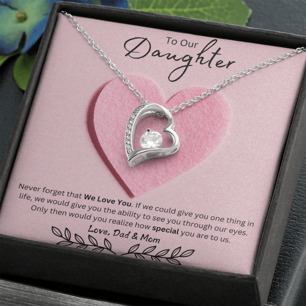 Daughter Forever Love Necklace - You Are Special To Us, From Dad & Mom - Glittering Heights