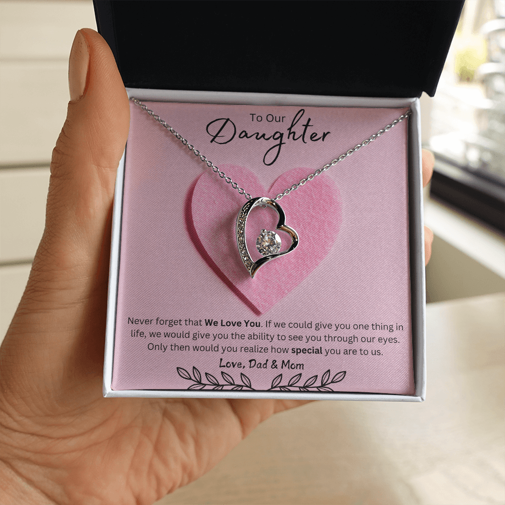 Daughter Forever Love Necklace - You Are Special To Us, From Dad & Mom - Glittering Heights