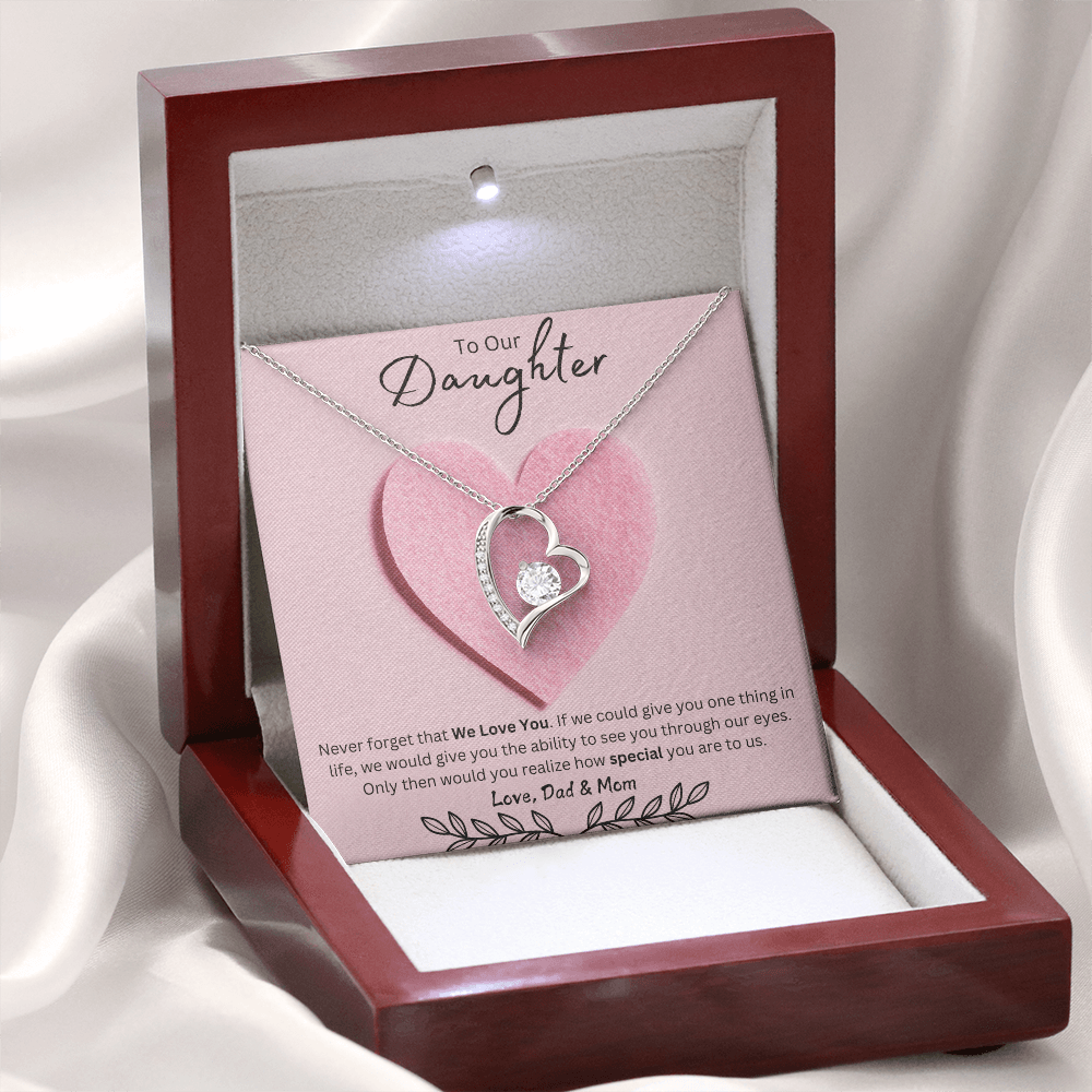 Daughter Forever Love Necklace - You Are Special To Us, From Dad & Mom - Glittering Heights