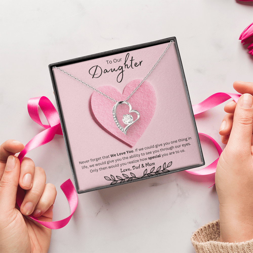 Daughter Forever Love Necklace - You Are Special To Us, From Dad & Mom - Glittering Heights