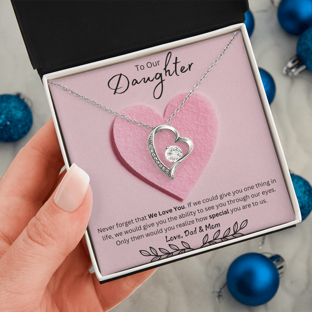 Daughter Forever Love Necklace - You Are Special To Us, From Dad & Mom - Glittering Heights