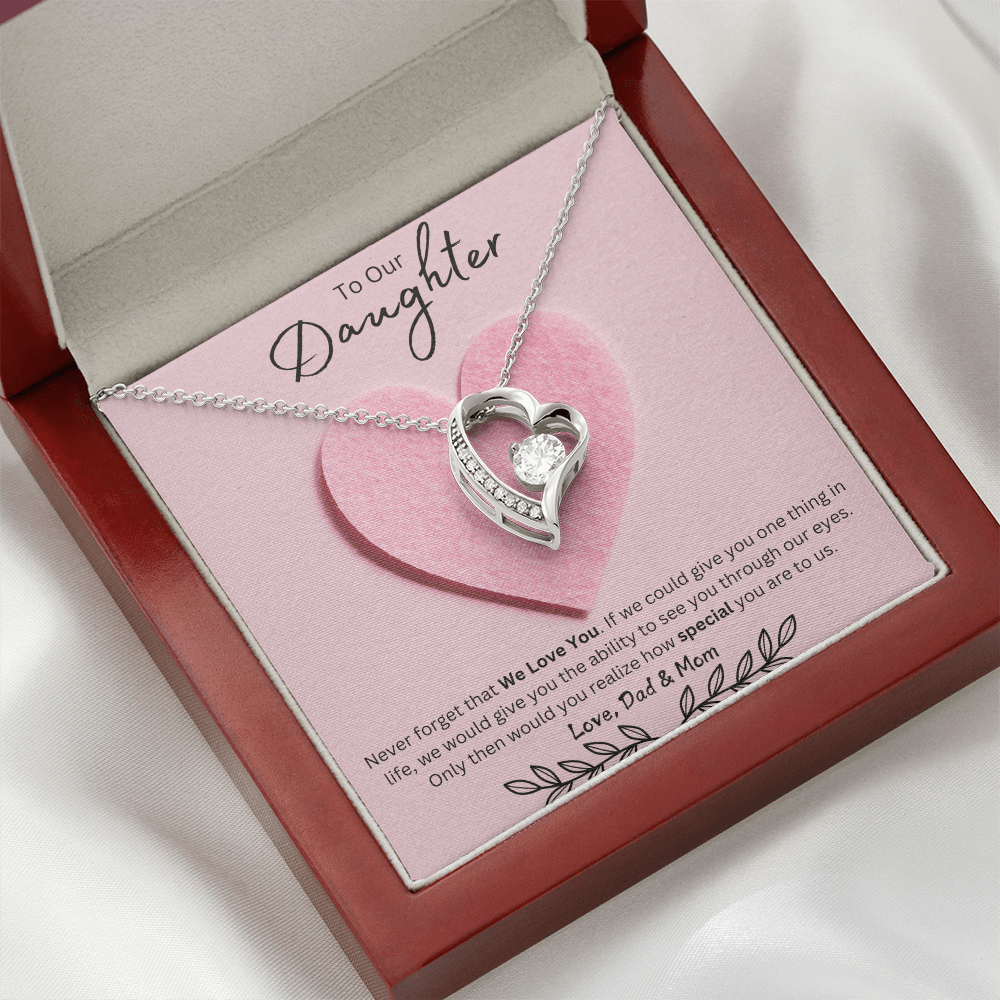 Daughter Forever Love Necklace - You Are Special To Us, From Dad & Mom - Glittering Heights