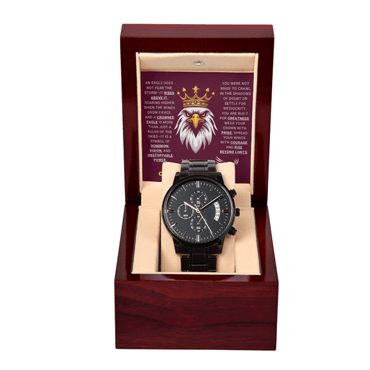 The sky is your kingdom - Black Chronograph Watch - Glittering Heights