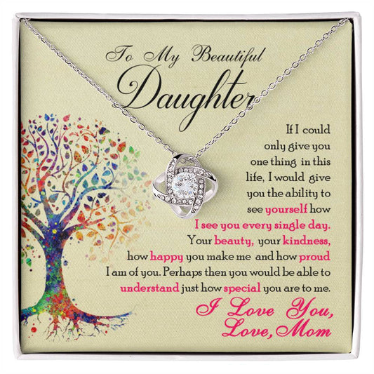 To My Beautiful Daughter, You Are Special To Me - Love Knot Necklace - Glittering Heights