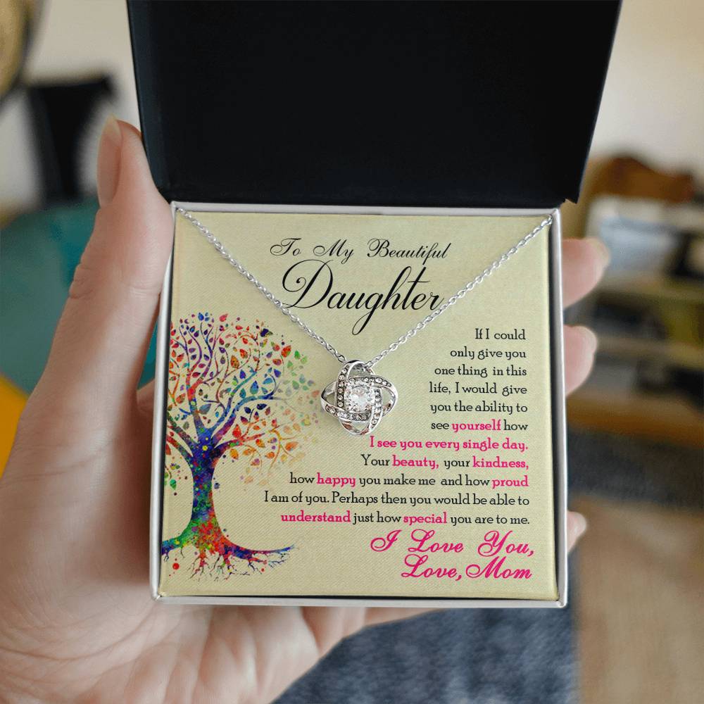 To My Beautiful Daughter, You Are Special To Me - Love Knot Necklace - Glittering Heights