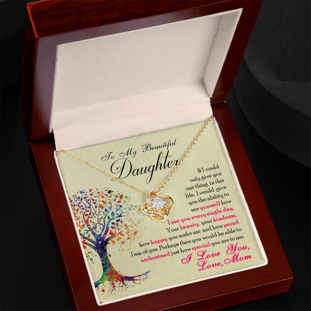 To My Beautiful Daughter, You Are Special To Me - Love Knot Necklace - Glittering Heights