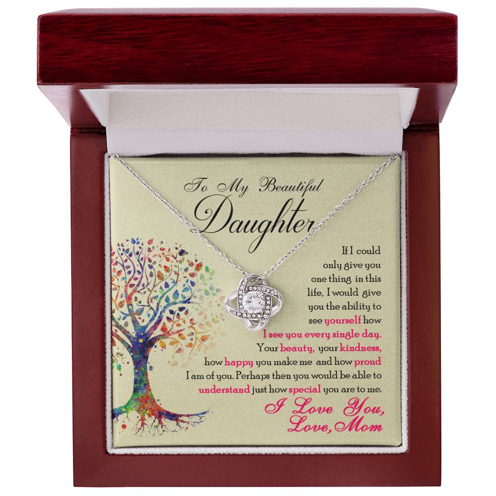 To My Beautiful Daughter, You Are Special To Me - Love Knot Necklace - Glittering Heights