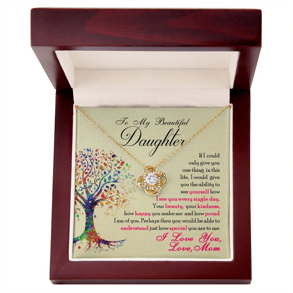 To My Beautiful Daughter, You Are Special To Me - Love Knot Necklace - Glittering Heights