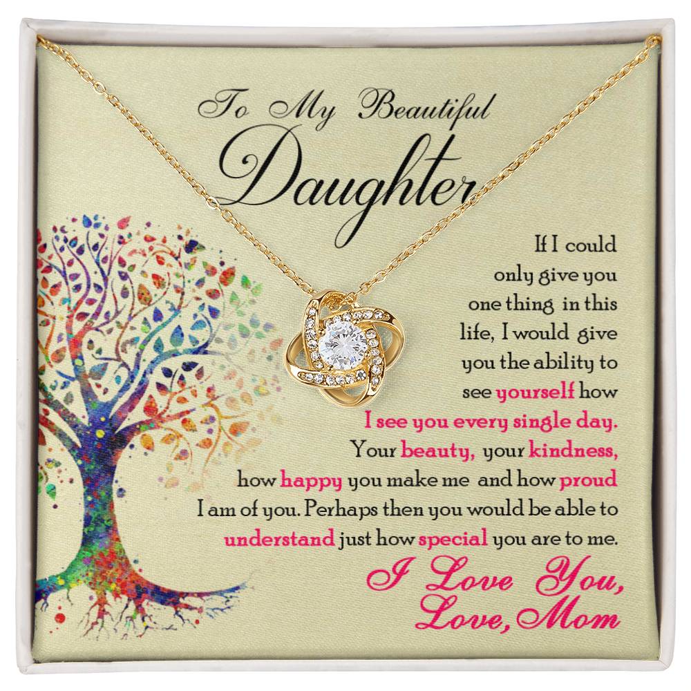 To My Beautiful Daughter, You Are Special To Me - Love Knot Necklace - Glittering Heights