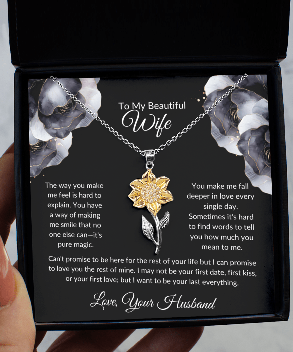 To My Beautiful Wife - Sunflower Necklace - Glittering Heights