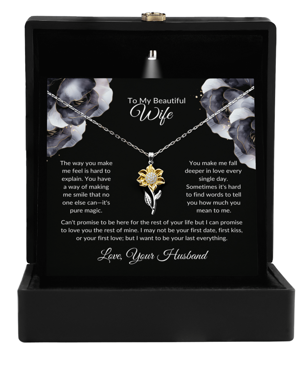 To My Beautiful Wife - Sunflower Necklace - Glittering Heights