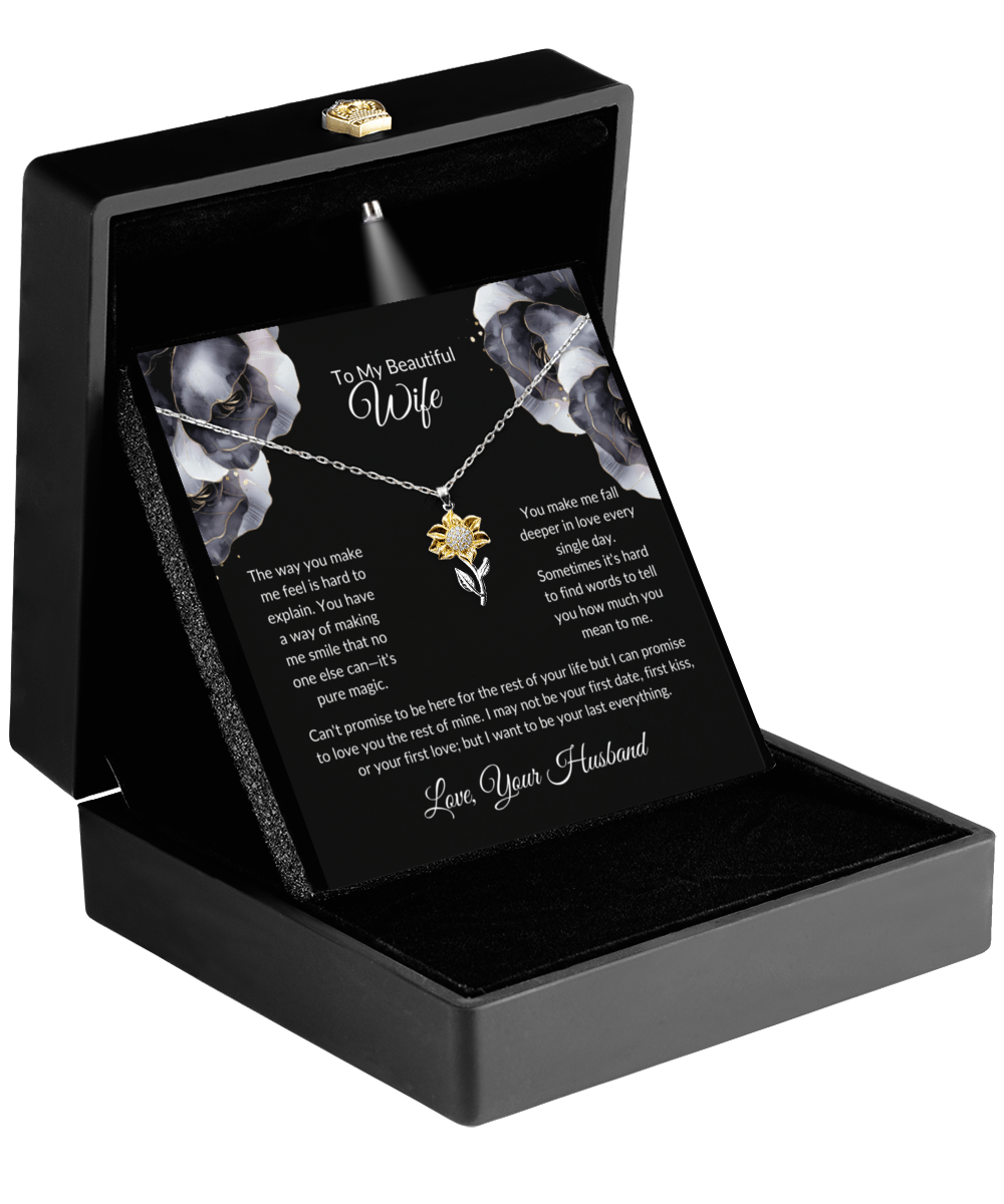 To My Beautiful Wife - Sunflower Necklace - Glittering Heights