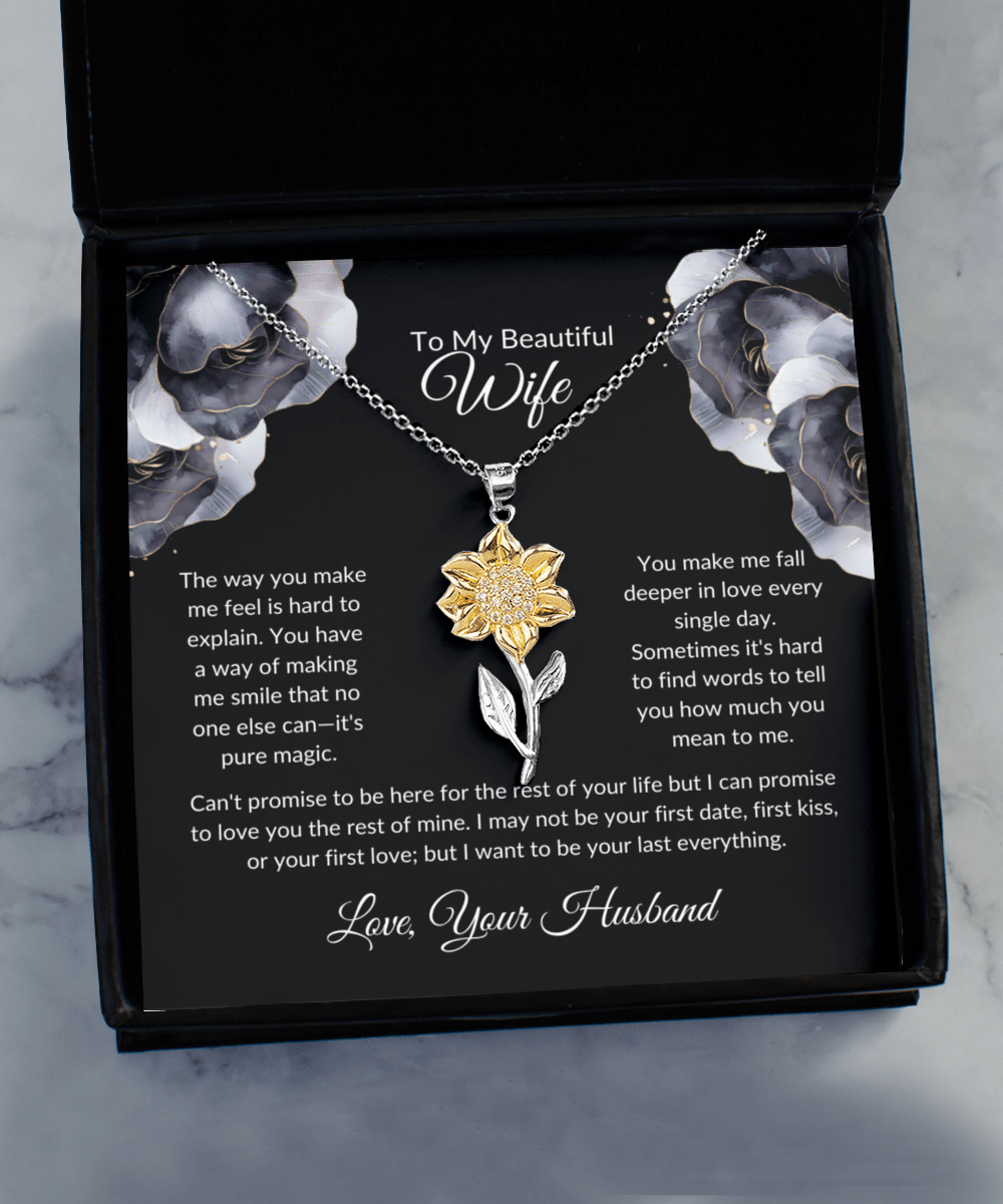 To My Beautiful Wife - Sunflower Necklace - Glittering Heights