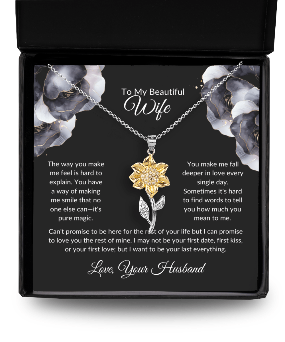 To My Beautiful Wife - Sunflower Necklace - Glittering Heights
