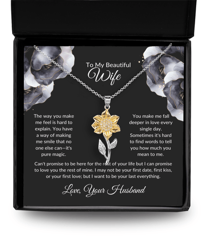 To My Beautiful Wife - Sunflower Necklace - Glittering Heights