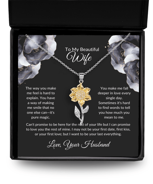 To My Beautiful Wife - Sunflower Necklace - Glittering Heights