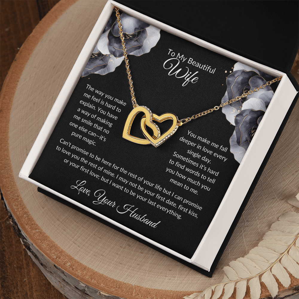 To My Beautiful Wife - You Mean So Much To Me - Interlocking Hearts Necklace - Glittering Heights