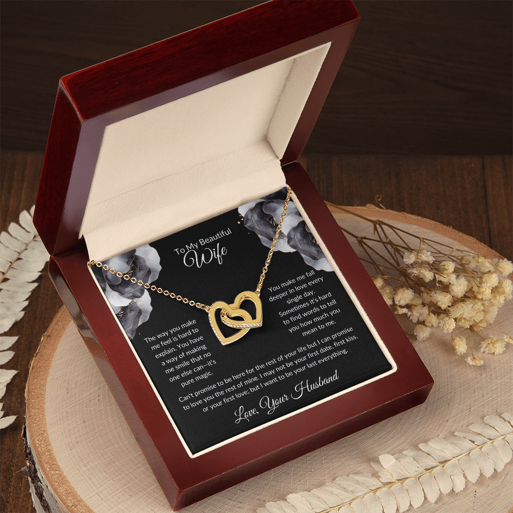 To My Beautiful Wife - You Mean So Much To Me - Interlocking Hearts Necklace - Glittering Heights