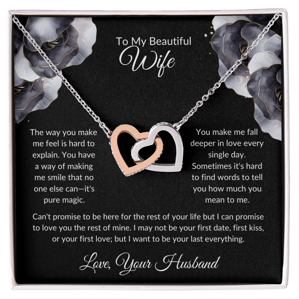To My Beautiful Wife - You Mean So Much To Me - Interlocking Hearts Necklace - Glittering Heights