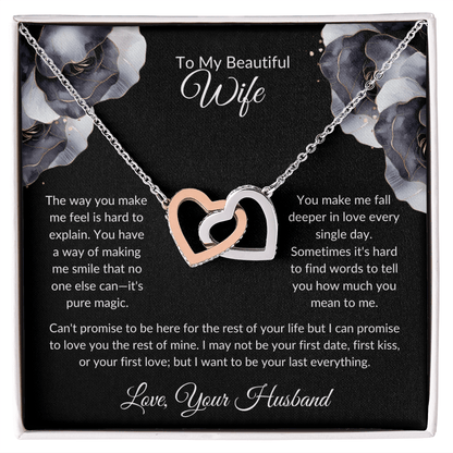 To My Beautiful Wife - You Mean So Much To Me - Interlocking Hearts Necklace - Glittering Heights