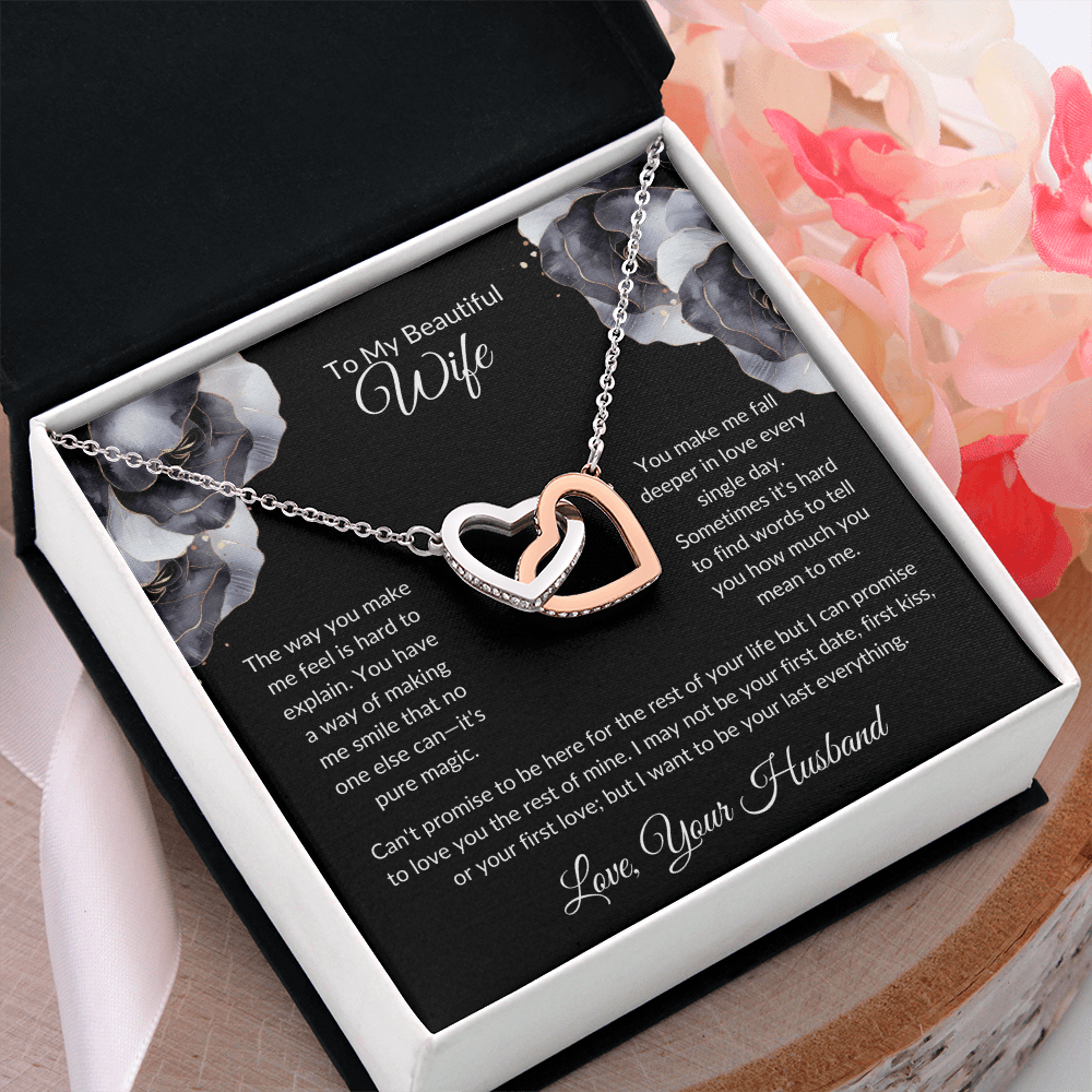 To My Beautiful Wife - You Mean So Much To Me - Interlocking Hearts Necklace - Glittering Heights