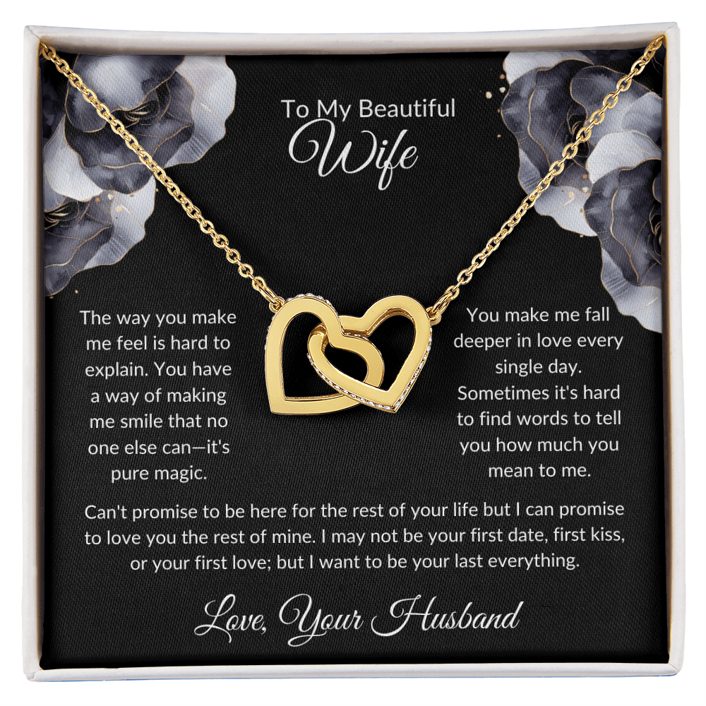 To My Beautiful Wife - You Mean So Much To Me - Interlocking Hearts Necklace - Glittering Heights