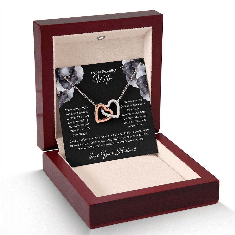 To My Beautiful Wife - You Mean So Much To Me - Interlocking Hearts Necklace - Glittering Heights