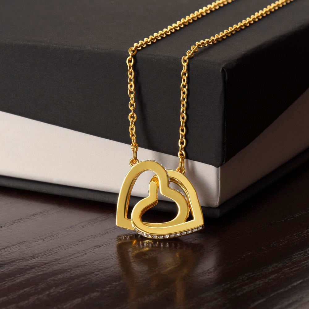 To My Beautiful Wife - You Mean So Much To Me - Interlocking Hearts Necklace - Glittering Heights