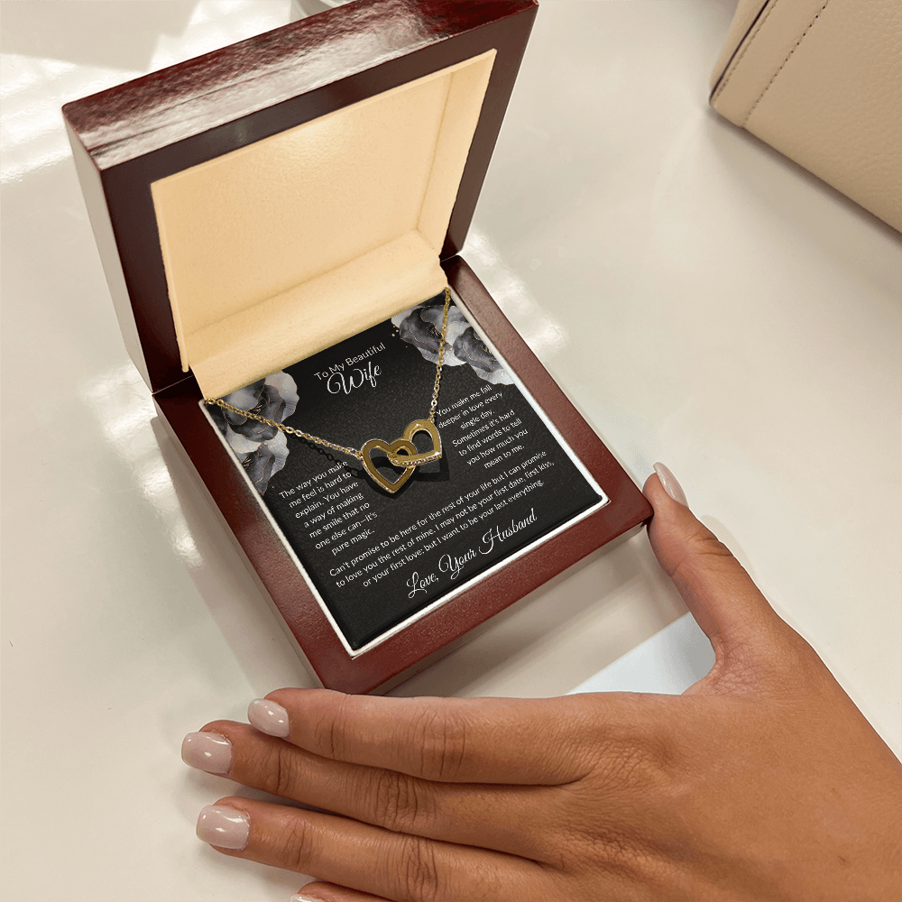 To My Beautiful Wife - You Mean So Much To Me - Interlocking Hearts Necklace - Glittering Heights