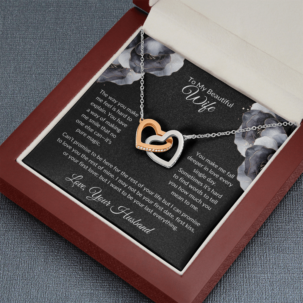 To My Beautiful Wife - You Mean So Much To Me - Interlocking Hearts Necklace - Glittering Heights