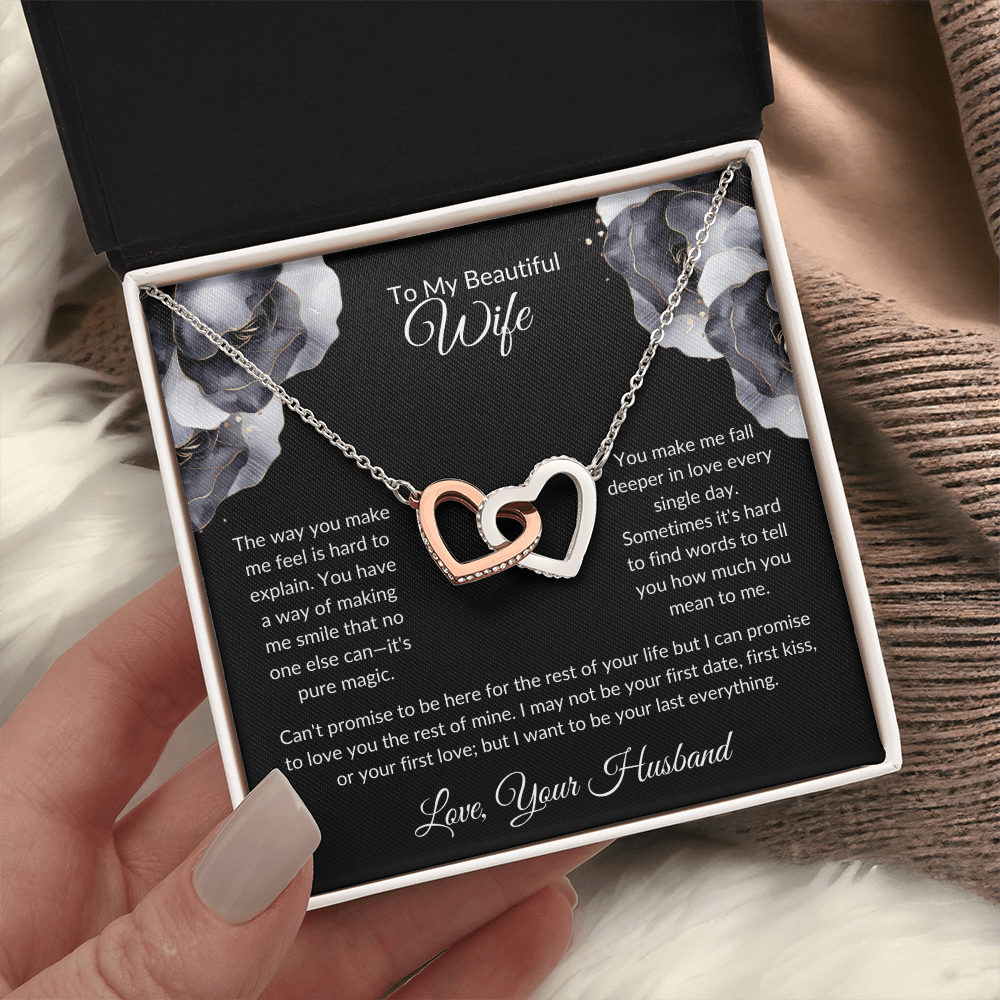 To My Beautiful Wife - You Mean So Much To Me - Interlocking Hearts Necklace - Glittering Heights