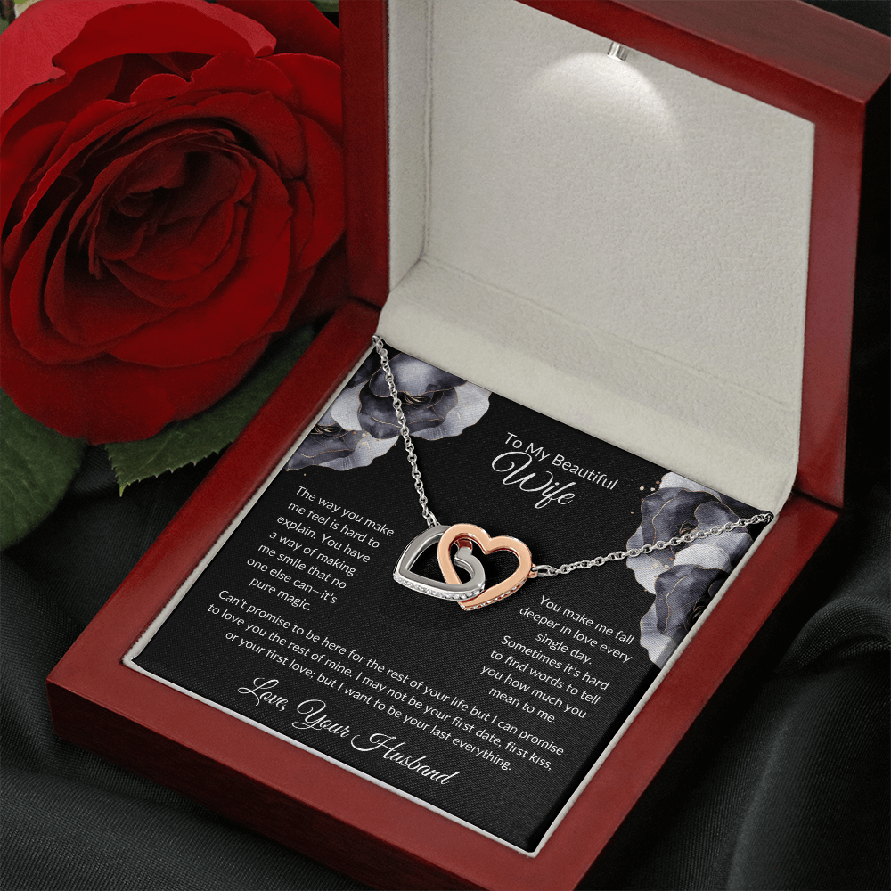 To My Beautiful Wife - You Mean So Much To Me - Interlocking Hearts Necklace - Glittering Heights